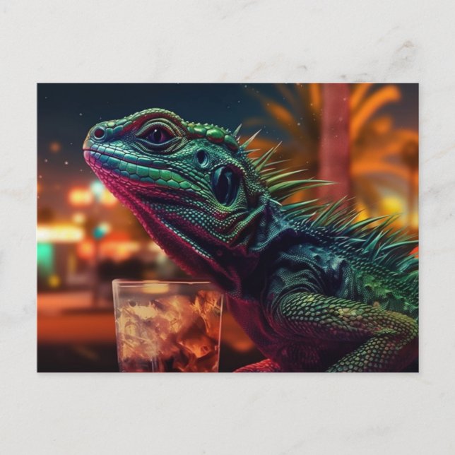 Lizard With a Drink Postcard (Front)