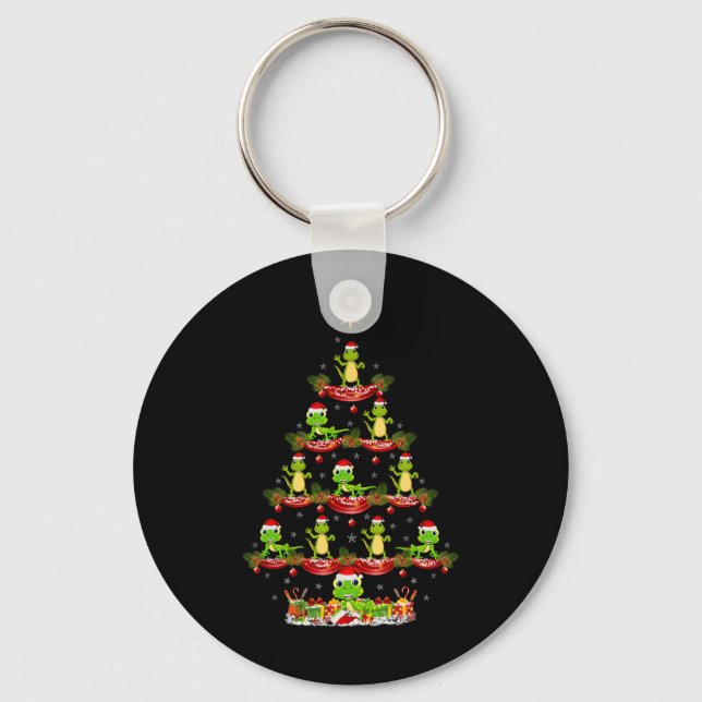 Lizard Xmas Lighting Santa Lizard Christmas Tree  Key Ring (Front)