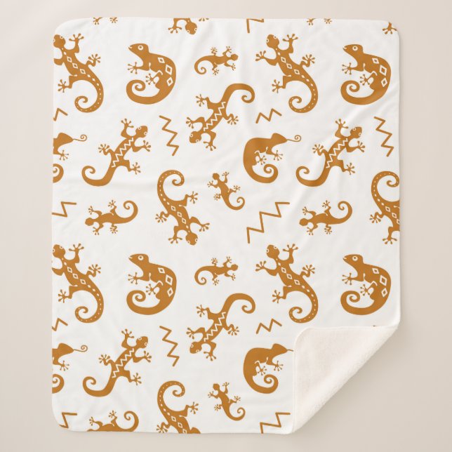 Lizards and chameleons seamless pattern sherpa blanket (Front)