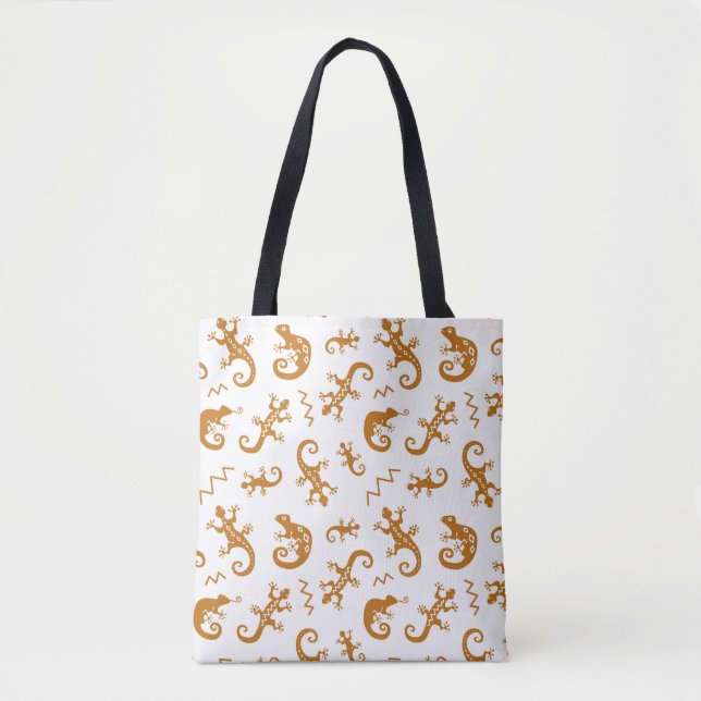 Lizards and chameleons seamless pattern tote bag (Front)