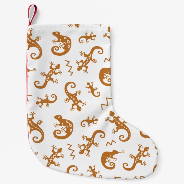 Lizards Chameleons: Seamless Pattern Design. Small Christmas Stocking (Front)