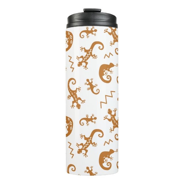 Lizards Chameleons: Seamless Pattern Design. Thermal Tumbler (Front)