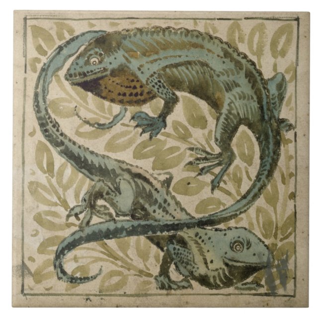 Lizards, design for a tile (w/c on paper) (Front)