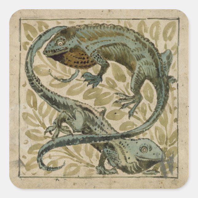 Lizards, design for a tile (w/c on paper) square sticker (Front)