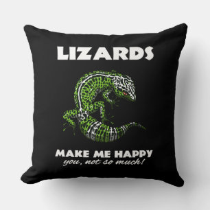 Lizards Make Me Happy Cute Gecko Reptile Cushion