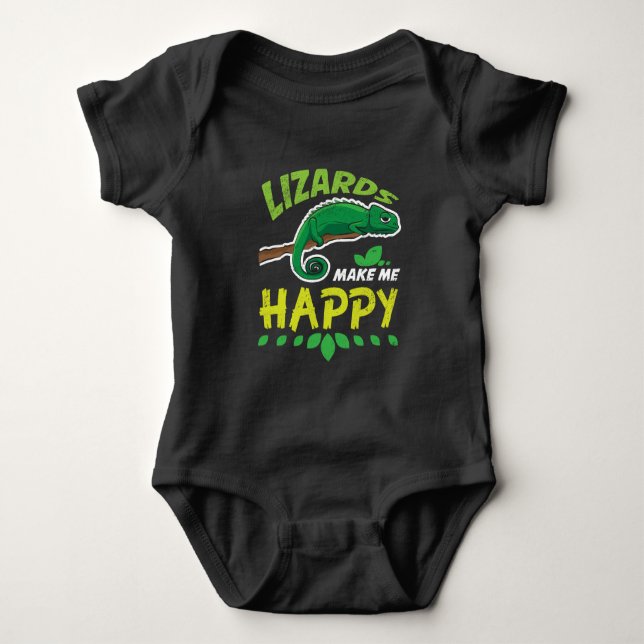 Lizards Make Me Happy Reptile Costume Gift Baby Bodysuit (Front)