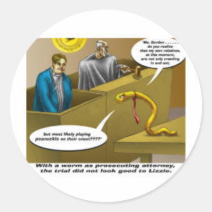 Lizzie Borden Trial Funny Cartoon Gifts Classic Round Sticker