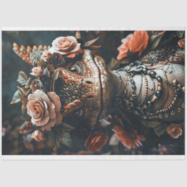 Lizzy the Hippie Lizard Decoupage  Tissue Paper (Front)