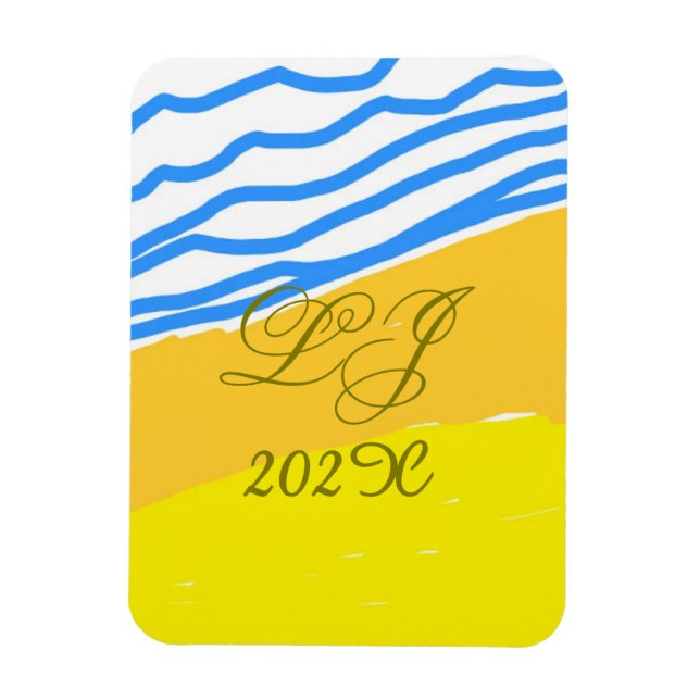 LJ Monogram Elegant Modern Beach Wedding  Magnet (Vertical)