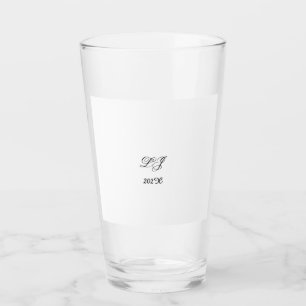 LJ Monogram Elegant Modern Wedding Glass