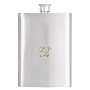 LJ Monogram Elegant Modern Wedding  Hip Flask