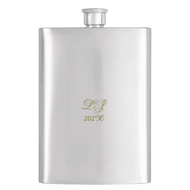 LJ Monogram Elegant Modern Wedding  Hip Flask (Front)