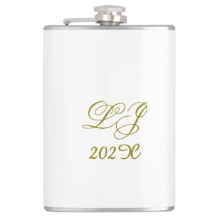 LJ Monogram Elegant Modern Wedding Hip Flask