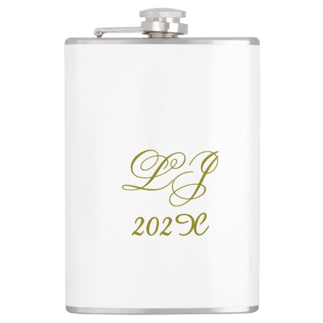 LJ Monogram Elegant Modern Wedding  Hip Flask (Front)