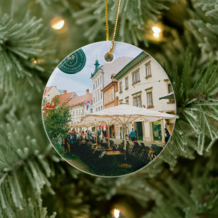 Ljubljana Cityscape Ceramic Ornament