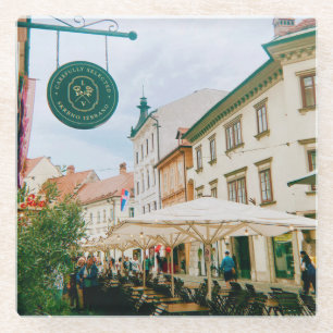 Ljubljana Cityscape Glass Coaster