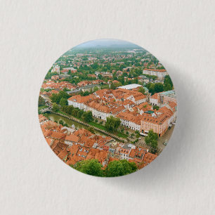 Ljubljana from above 3 cm round badge