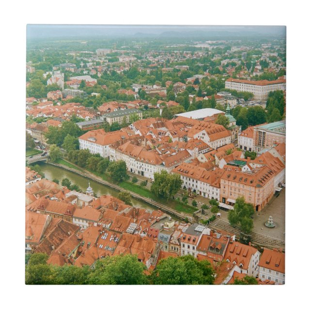 Ljubljana from above ceramic tile (Front)