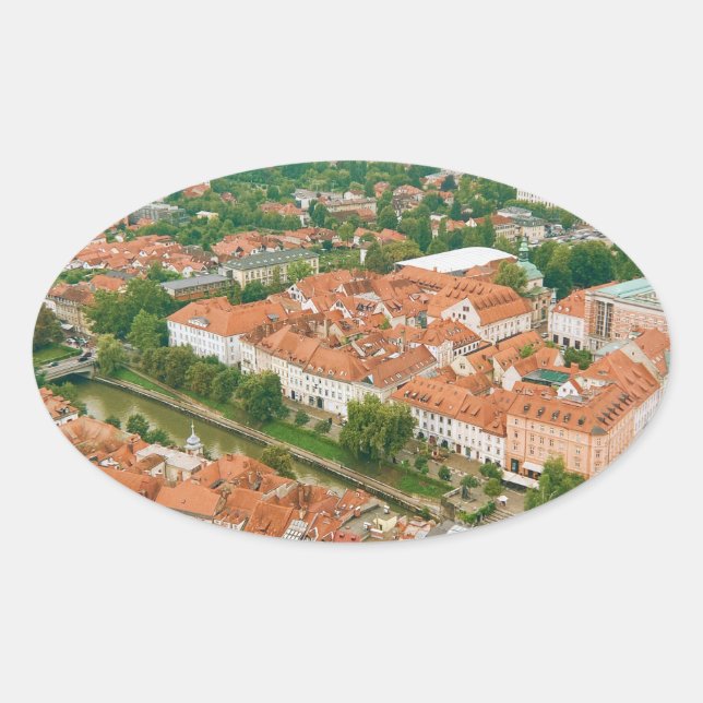Ljubljana from above oval sticker (Front)