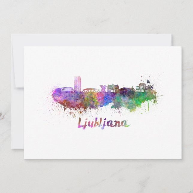 Ljubljana skyline in watercolor (Front)