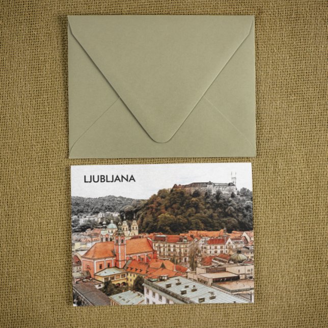 Ljubljana Slovenia City View Postcard (slovenia, ljubljana travel panorama view)