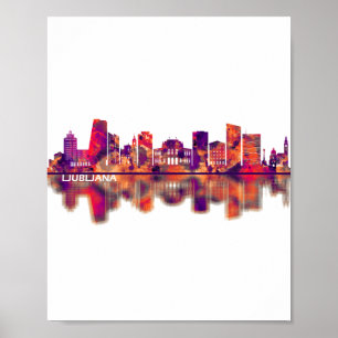 Ljubljana Slovenia Skyline Poster