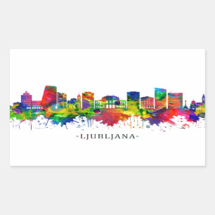Ljubljana Slovenia Skyline Rectangular Sticker