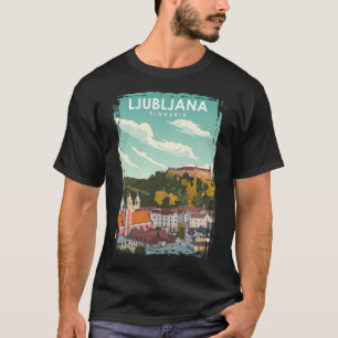 Ljubljana Slovenia Vintage Minimal Retro Travel Po T-Shirt