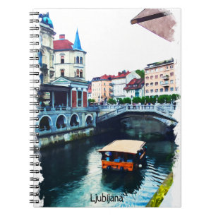Ljubljana Slovenia Watercolor Vintage Travel Notebook