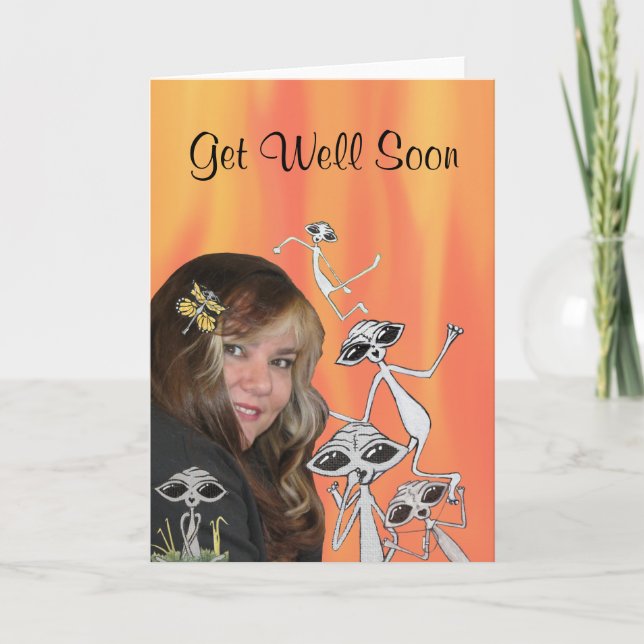 LK and Alien Friends Get Well Soon Greeting Card (Front)