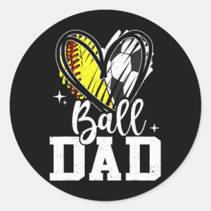 Ll Dad Softll Soccer Ll Dad Of Both  Classic Round Sticker
