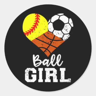 Ll Girl Funny Softll Soccer Sketll Girl Classic Round Sticker