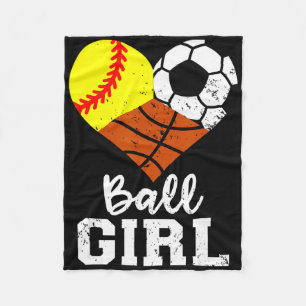 Ll Girl Funny Softll Soccer Sketll Girl Fleece Blanket