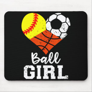 Ll Girl Funny Softll Soccer Sketll Girl T Shirt Mouse Pad