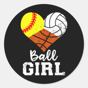 Ll Girl Funny Softll Volleyll Sketll Girl Classic Round Sticker