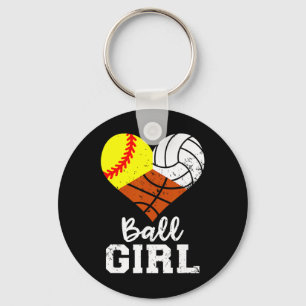 Ll Girl Funny Softll Volleyll Sketll Girl Key Ring
