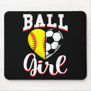 Ll Girl Softll Soccer Lovers Gifts Women Heart Cut Mouse Pad