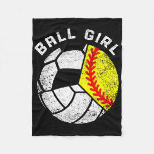 Ll Girl Softll Volleyll Soccer Funny Triple Sports Fleece Blanket