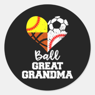 Ll Great Grandma Soccer Sell Softll Sketll Classic Round Sticker