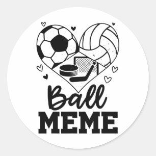 Ll Meme Soccer Volleyll Hockey Meme Player  Classic Round Sticker