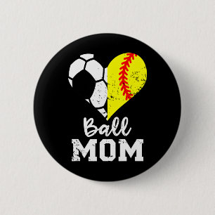 Ll Mom Heart Funny Softll Soccer Mom 6 Cm Round Badge