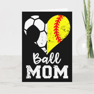 Ll Mom Heart Funny Softll Soccer Mom  Card