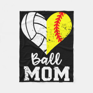 Ll Mom Heart Funny Softll Volleyll Mom  Fleece Blanket