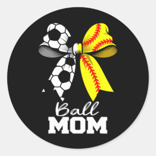 Ll Mom Soccer Softll Mom Coquette Bow Funny Game D Classic Round Sticker