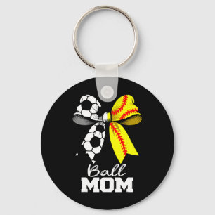 Ll Mom Soccer Softll Mom Coquette Bow Funny Game D Key Ring