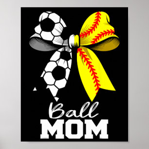 Ll Mom Soccer Softll Mom Coquette Bow Funny Game D Poster