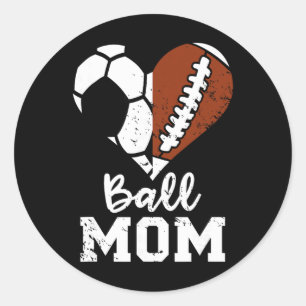Ll Mum Heart Funny Footll Soccer Mum Classic Round Sticker