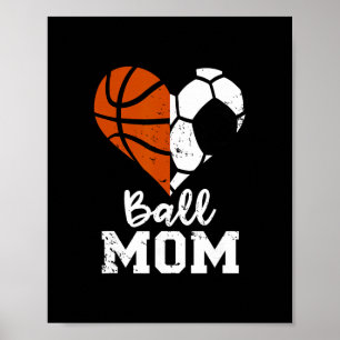 Ll Mum Heart Funny Soccer Sketll Mum Poster