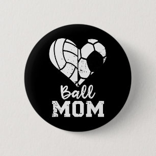 Ll Mum Heart Funny Soccer Volleyll Mum 6 Cm Round Badge