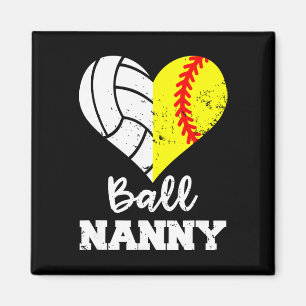 Ll Nanny Heart Funny Softll Volleyll Nanny  Magnet